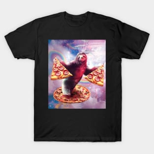 Funny Space Sloth With Pizza T-Shirt